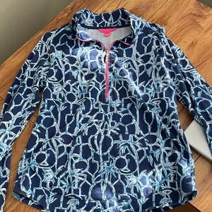 Lilly Pulitzer Navy and White Patterned Hoodie